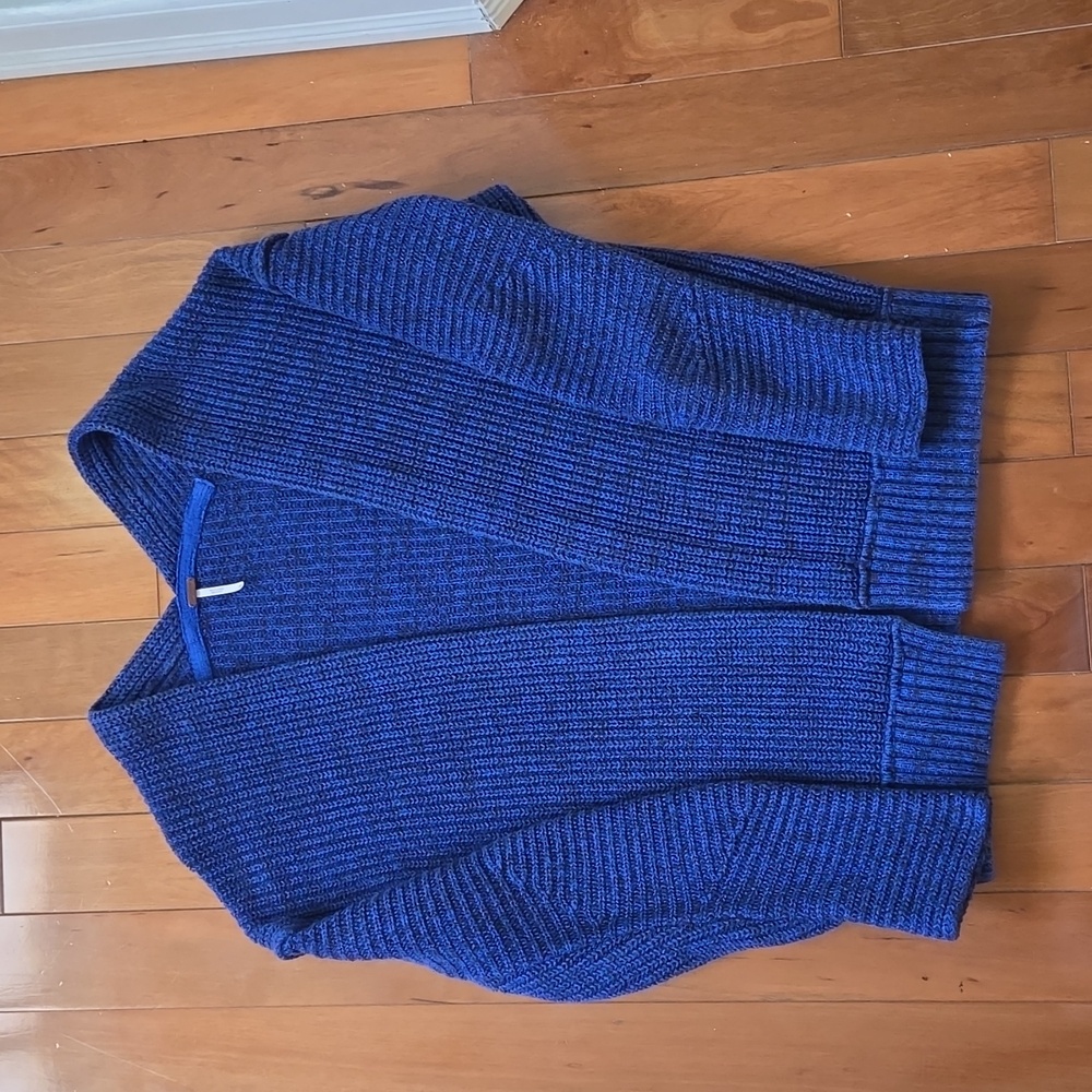 Free People Blue Knit Slouchy Open Front Cardigan Womens Medium